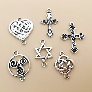 Pendentifs en Alliage de Zinc Argent Antique Vintage pour Bijoux DIY Cœur Nœud Celtique Croix Étoile Connecteurs