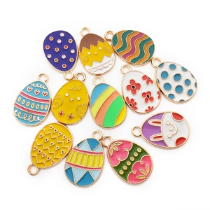 Colorful Easter egg enamel charms for DIY jewelry making with bunny and chick designs
