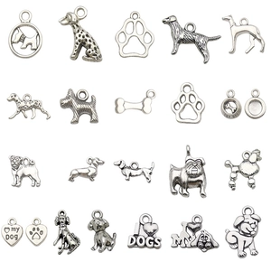 Antiksilber Legierung Hund Anhänger Tier Pfote Knochen Herz Pendants Für DIY Schmuckherstellung Welpen Thema Armband Handwerk