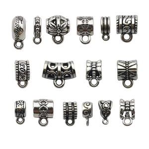 Antique Silver Alloy Bails Connector Beads Heart Flower Patterns For DIY Necklace Bracelet Making Handcraft Jewelry Findings
