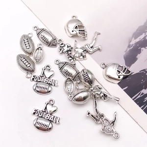 Assorted zinc alloy American football charms including helmets and I Love Football pendants