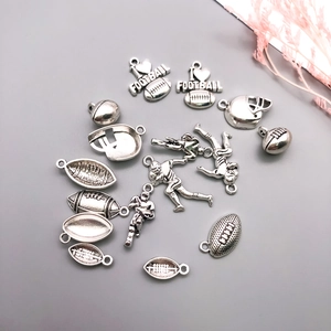 Zinc alloy American football charms for DIY jewelry including helmets and players