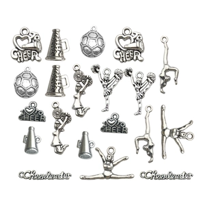 Cheerleading Sports Alloy Charms Set Antique Silver Megaphone Football Gym Girl DIY Pendants For Jewelry Making Accessories