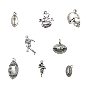 8pcs retro silver alloy American football charms set including helmets and players