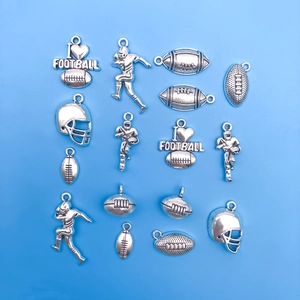 Ensemble de Pendentifs de Football Américain en Alliage de Zinc pour la Fabrication de Bijoux DIY Collier Bracelet