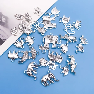 Détails de breloques éléphants en argent vintage pour bijoux DIY et porte-clés