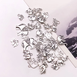 Pendentifs éléphant rétro en argent pour la fabrication de bijoux et de porte-clés DIY