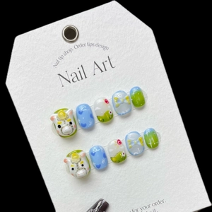 Faux ongles 3D faits main avec motifs de chevaux mignons et décorations artistiques