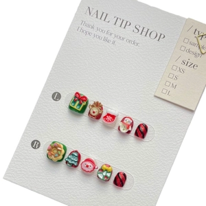 Faux ongles de Noël pour filles avec motifs 3D de Père Noël et de rennes