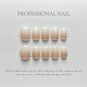 Professional Ombre French Tip Press On Nails Handmade Elegant Nude Pink White Gradient Fake Nails For Women Nails And Tools