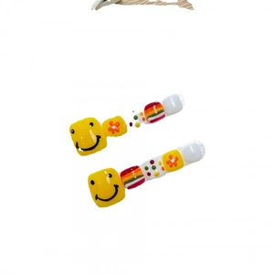 Rainbow colorful flower and smiley face acrylic hair clips set with dopamine style colors