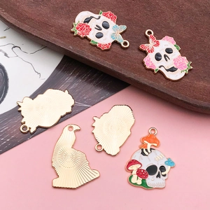 Halloween skull and rose enamel charms for DIY jewelry making necklace and earring accessories