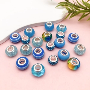 Seeblaue Harz Perlen Mit Großem Loch Für DIY Armband Schmuckherstellung Facettiert Gestreift Gestreckt Strass Lose Perlen