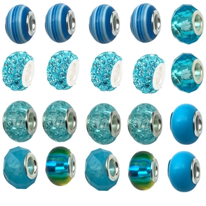 Set mit 20 blauen Kunstharz-Großlochperlen für DIY-Armbänder und Schmuckzubehör