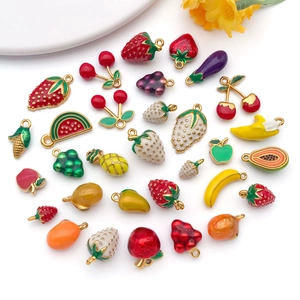Pendentifs assortis en émail fruits et légumes pour la création de bijoux DIY