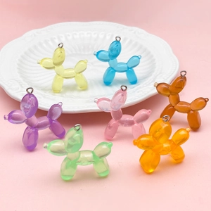 Ciondoli a forma di cane palloncino in resina colorata con glitter per fai da te