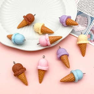 Bunte 3D Miniatur Eiscreme Anhänger mit Metallschlaufe für DIY Schlüsselanhänger