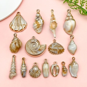 Acrylic Ocean Shell Collection DIY Jewelry Pendants Laser Plated Conch Charms For Keychain Bag Accessory Making