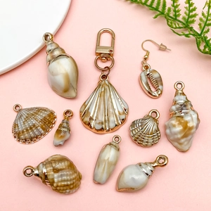 Assorted laser-plated acrylic ocean shell pendants for DIY jewelry and keychains