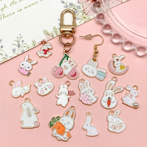 Collection de breloques en émail lapin et carotte pour la création de bijoux DIY