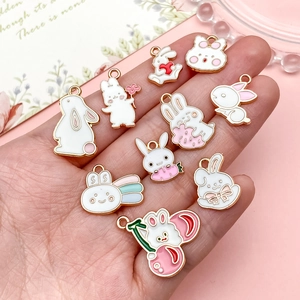 Lot de 10 breloques lapin blanc en alliage doré pour la création de bijoux DIY