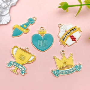 5-piece Father's Day enamel alloy charms set including tie, heart, and shirt shapes
