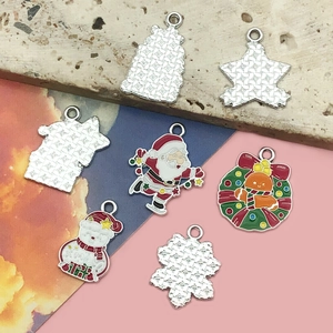 Christmas enamel alloy charms set featuring Santa Claus and snowman for DIY jewelry making