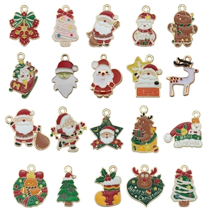 20-teiliges Weihnachts-Anhänger-Set mit Weihnachtsmann, Rentier und Baum für DIY-Schmuck