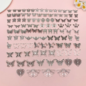 Antique Silver Butterfly Alloy Pendants DIY Jewelry Charms For Necklace Bracelet Making Vintage Insect Enamel Metal Accessories