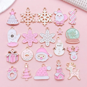 Ciondoli Natalizi in Smalto e Lega di Zinco per Creazione Gioielli Fai da Te Babbo Natale Fiocco di Neve Renna Accessori per Bracciali