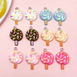 Resin Lollipop Pendants DIY Jewelry Making Colorful Spiral Candy Charms For Keychains Bag Accessories Handmade Craft Supplies