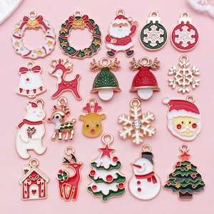 Breloques de Noël en Alliage Émaillé pour Fabrication de Bijoux DIY Bracelet Collier Père Noël Renne Flocon Arbre Décoration