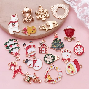 Lot de breloques de Noël en émail pour bijoux DIY et porte-clés personnalisés