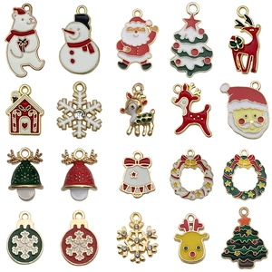 Lot de 20 breloques de Noël émaillées avec Père Noël et renne pour bijoux DIY créatifs