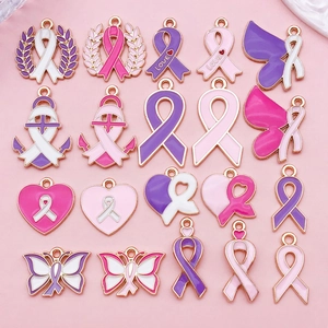 Ciondoli in Lega di Smalto a Forma di Fiocco e Nastro per Creazione di Gioielli Fai-da-te Rosa Viola Cuore Ancora per Donna Ragazza