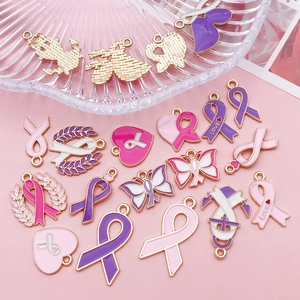 Ciondoli in smalto rosa e viola a forma di fiocco e cuore per progetti di collane DIY
