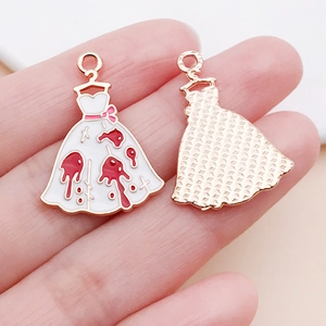 Detailed view of Halloween ghost wedding dress pendant with blood splatter design