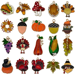 Thanksgiving Anhänger Set mit Truthahn Eule und Ahornblatt für DIY Schmuckherstellung
