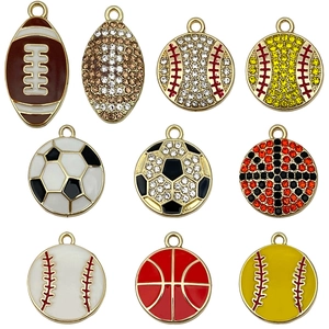Sport-Anhänger-Set mit Emaille und Strass für DIY-Schmuck wie Fußball und Basketball