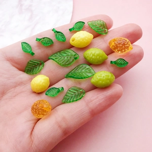 Cuentas de acrílico de limón y hojas para bisutería DIY y accesorios de colgantes