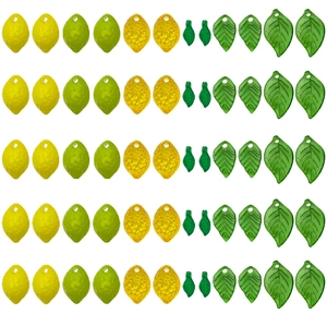 Colgantes de limón y hojas de acrílico para joyería DIY, set de 50 piezas surtido