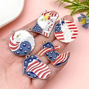 Handheld American Independence Day enamel charms featuring US flag eagle and boots