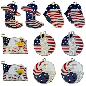 US Independence Day enamel charms with USA eagle and boots for DIY jewelry making