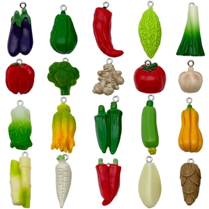 Pendentifs réalistes en alliage de légumes 3D, brocoli et piment pour porte-clés DIY
