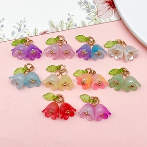 Lelietje Van Dalen Acryl Bloemhangers Met Groene Bladeren DIY Sieraden Maken Accessoires Voor Oorbellen Haar Decor