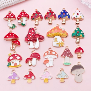 Enamel Mushroom Charms Zinc Alloy Pendants For DIY Necklace Bracelet Keychain Making Thanksgiving Cartoon Jewelry Accessories