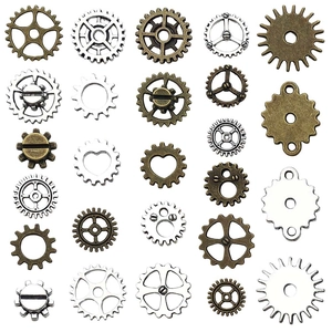 Assorted vintage alloy mechanical gear charms for steampunk DIY craft projects
