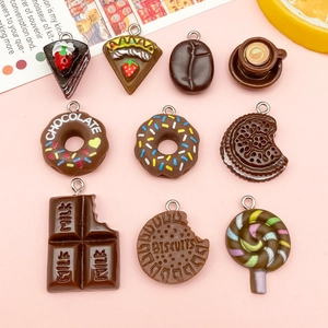 Simulatie Voedsel Hars Hangers Assortiment Chocolade Taart Koffieboon Donut Koekje Lolly DIY Sieraden Maken Ambachtelijke Accessoires