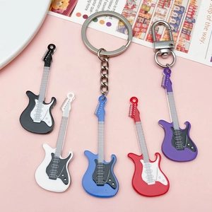 Acrylic electric guitar keychains in five colors for DIY bags and clothing accessories