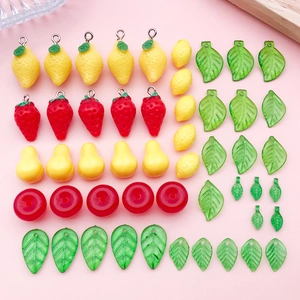 Lot de breloques en acrylique fruits et feuilles pour création de bijoux DIY